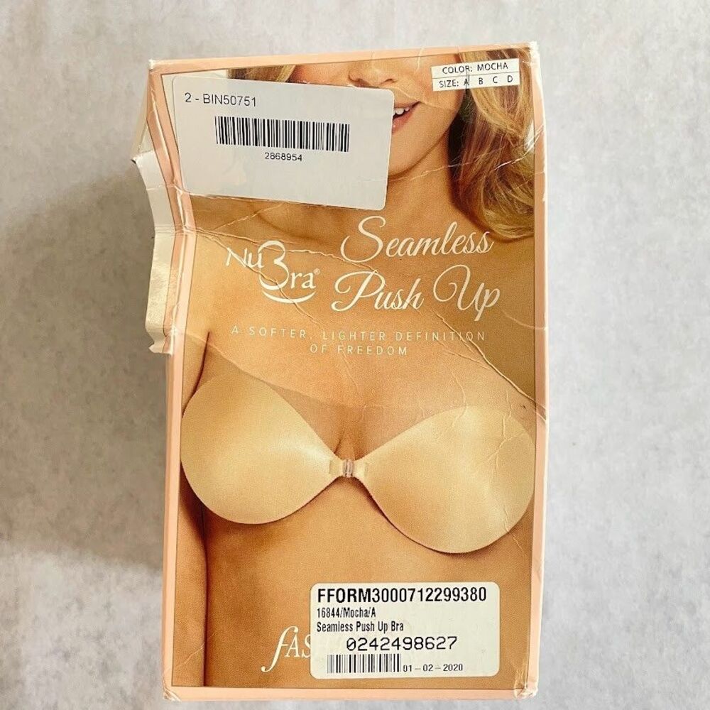 NuBra Adhesive Bra Tan A Cup Backless Strapless Seamless Push Up Bra SEALED